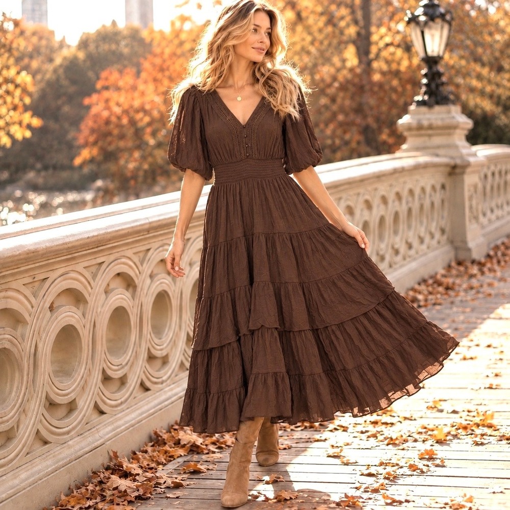 Anthropologie Kings Road 1X Maxi Dress Cottagecore Romantic Boho Chic Feminine